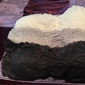 Elegant Lace Bralette Set - Black, Gray, and White. Keeps straps from showing.
